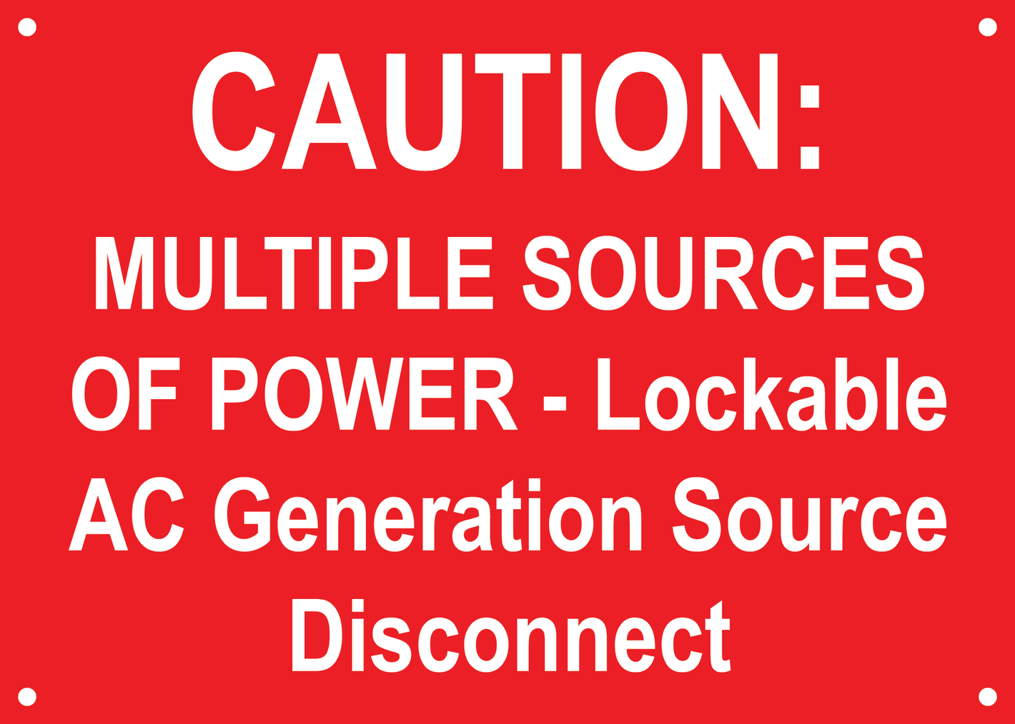 5x7, Caution: Multiple Sources of Power - Lockable AC Generation Source Disconnect PV-276 Plastic