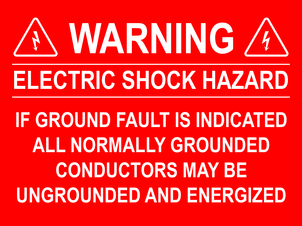 3X4 Warning Electrical Shock Hazard PV-320 Plastic