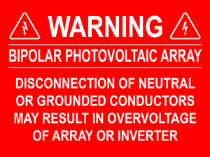 3X4 Warning Bipolar Photovoltaic Array PV-322 Plastic