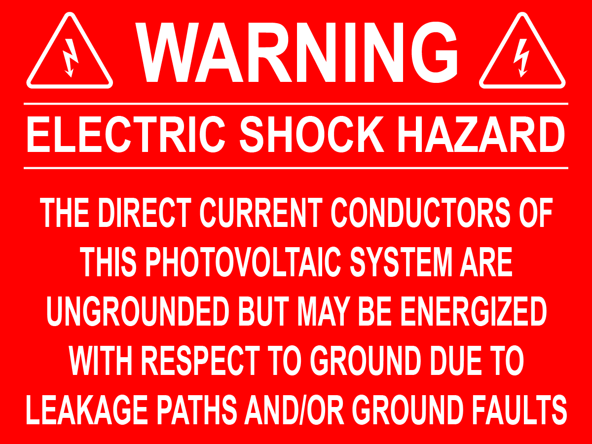 3X4 Warning Electric Shock Hazard PV-324 Plastic