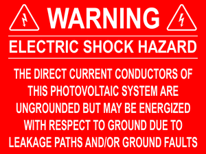 3X4 Warning Electric Shock Hazard PV-324 Plastic