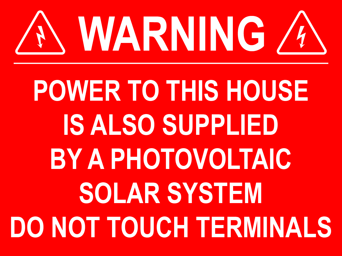 3X4 Solar Warning Placard PV-325 Plastic