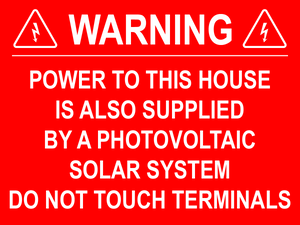 3X4 Solar Warning Placard PV-325 Plastic