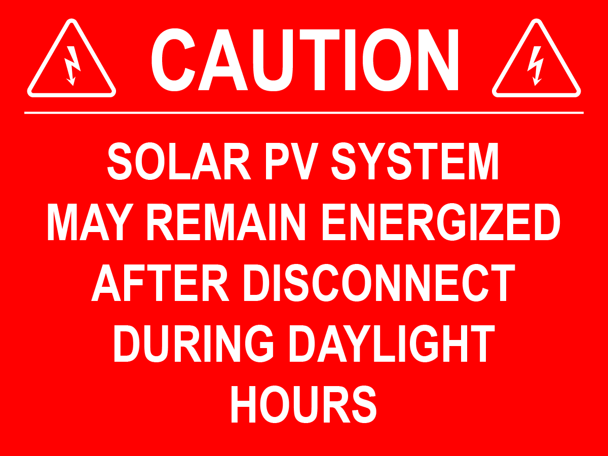 3X4 Solar Caution Placard PV-326 Plastic