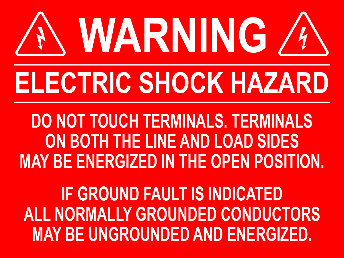 3X4 Warning Electric Shock Hazard PV-328 Plastic