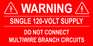 2X4 Warning Single 120-volt Supply PV-331 Plastic