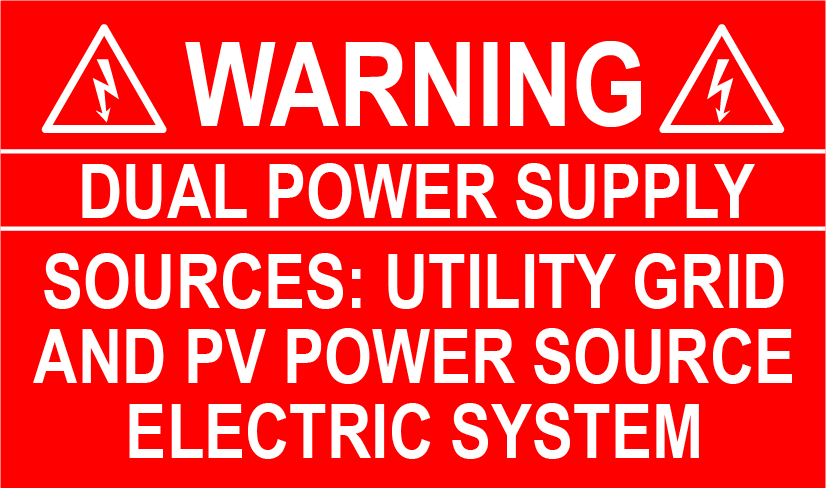 1.625X2.75 Warning Dual Power Supply PV-386 Plastic