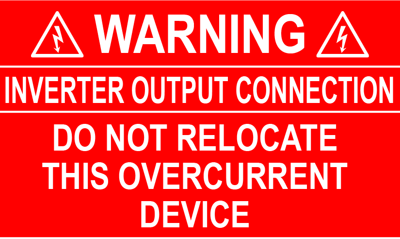 1.625X2.75 Warning Inverter Output Connection PV-387 Plastic