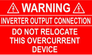 1.625X2.75 Warning Inverter Output Connection PV-387 Plastic