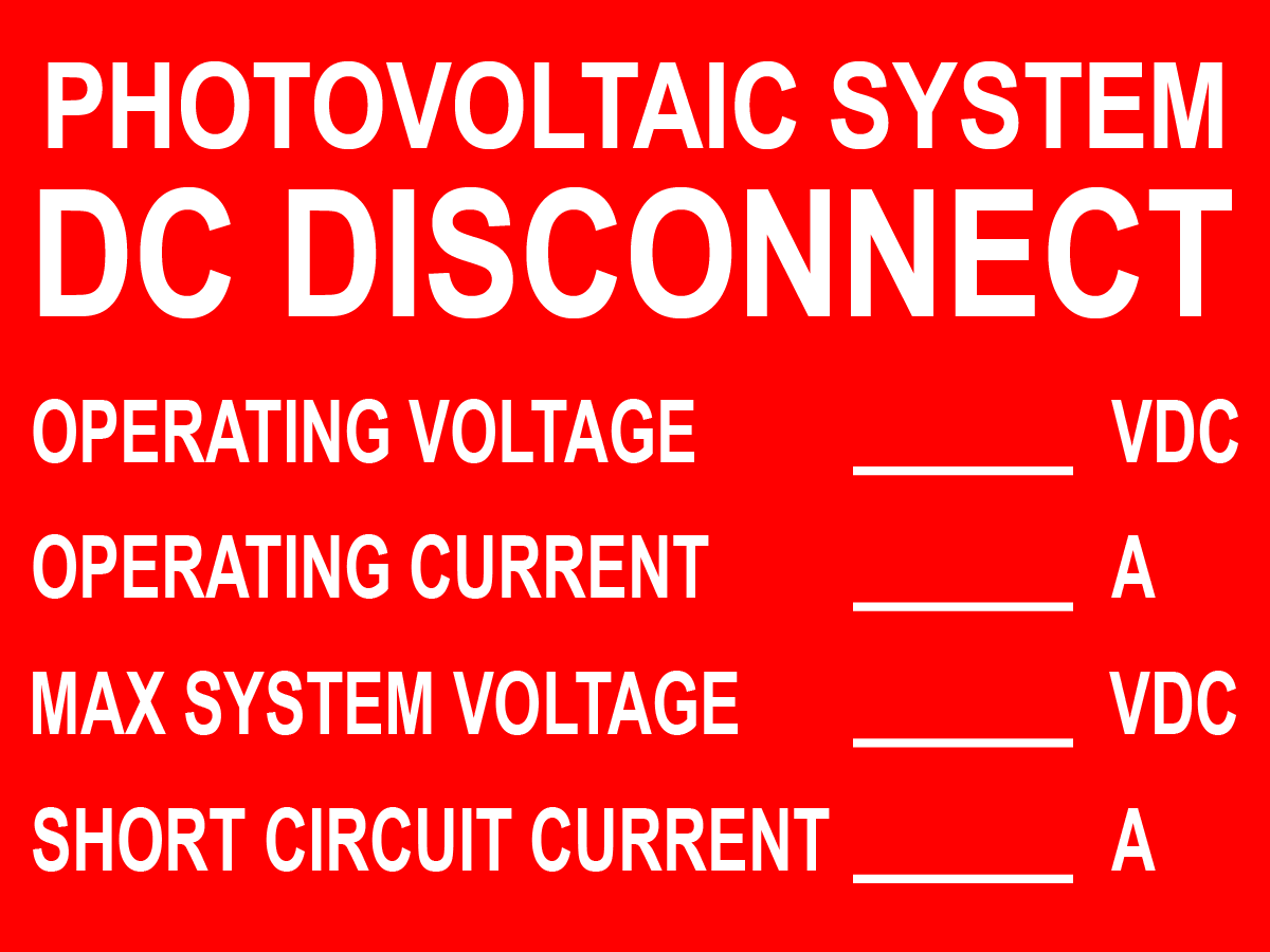 3X4 Photovoltaic System DC Disconnect PV-396 Plastic