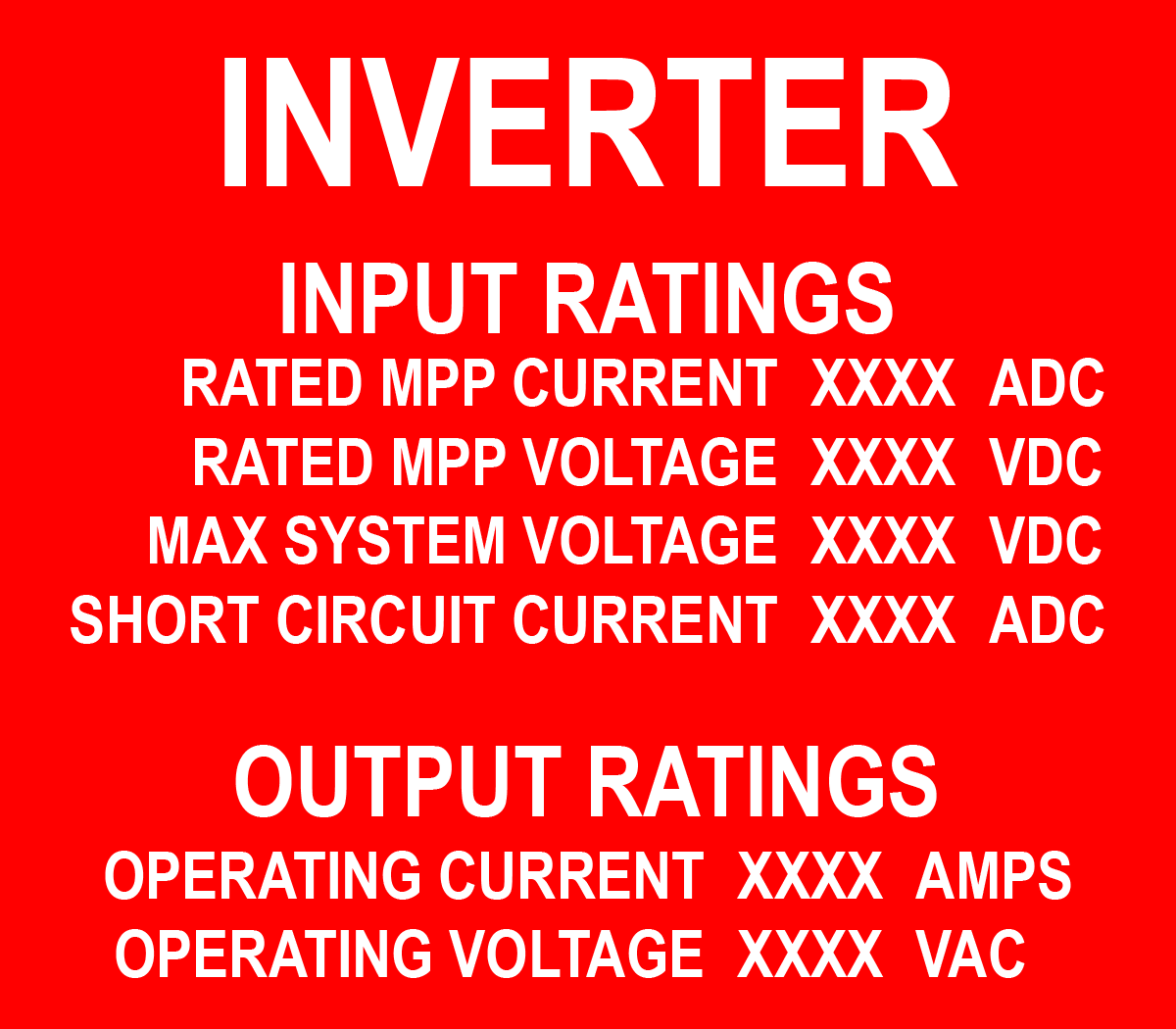 3.5X4 Custom Inverter PV-407 Plastic Solar Labels