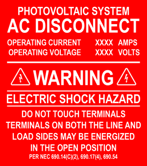 4X4.5 Photovoltaic System AC Disconnect PV-410 Plastic