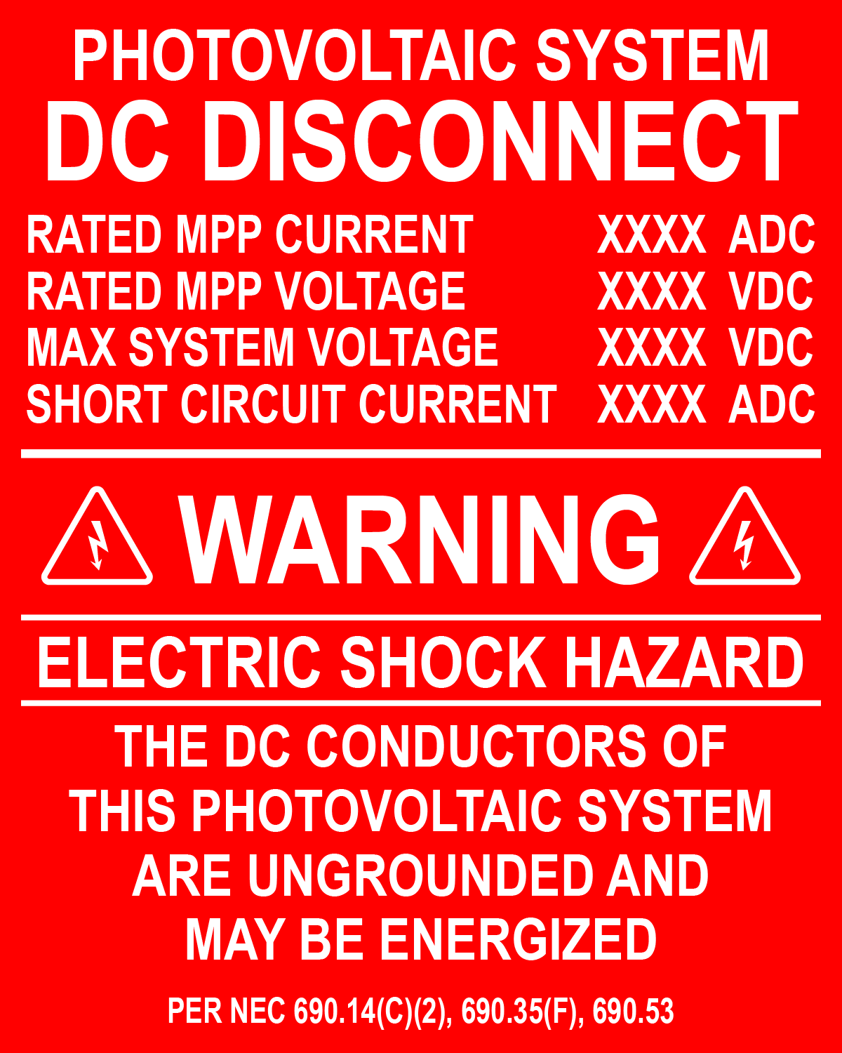 4X5 Photovoltaic System DC Disconnect PV-412 Plastic