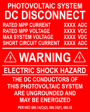 4X5 Photovoltaic System DC Disconnect PV-412 Plastic