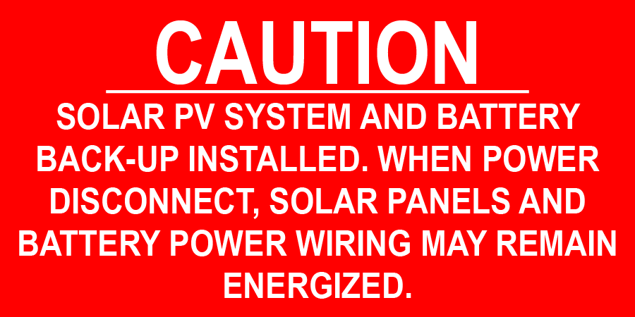 1.5X3 Solar Caution Placard PV-465 Plastic