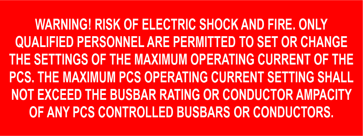 1.5X4 Warning! Risk of Electric Shock and Fire PV-476 Plastic