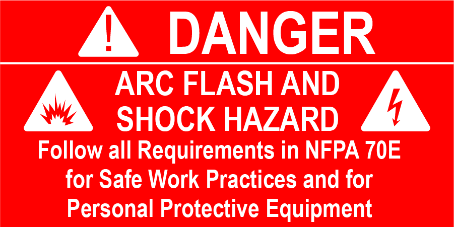 1.5X3 Danger Arc Flash and Shock Hazard PV-487 Plastic