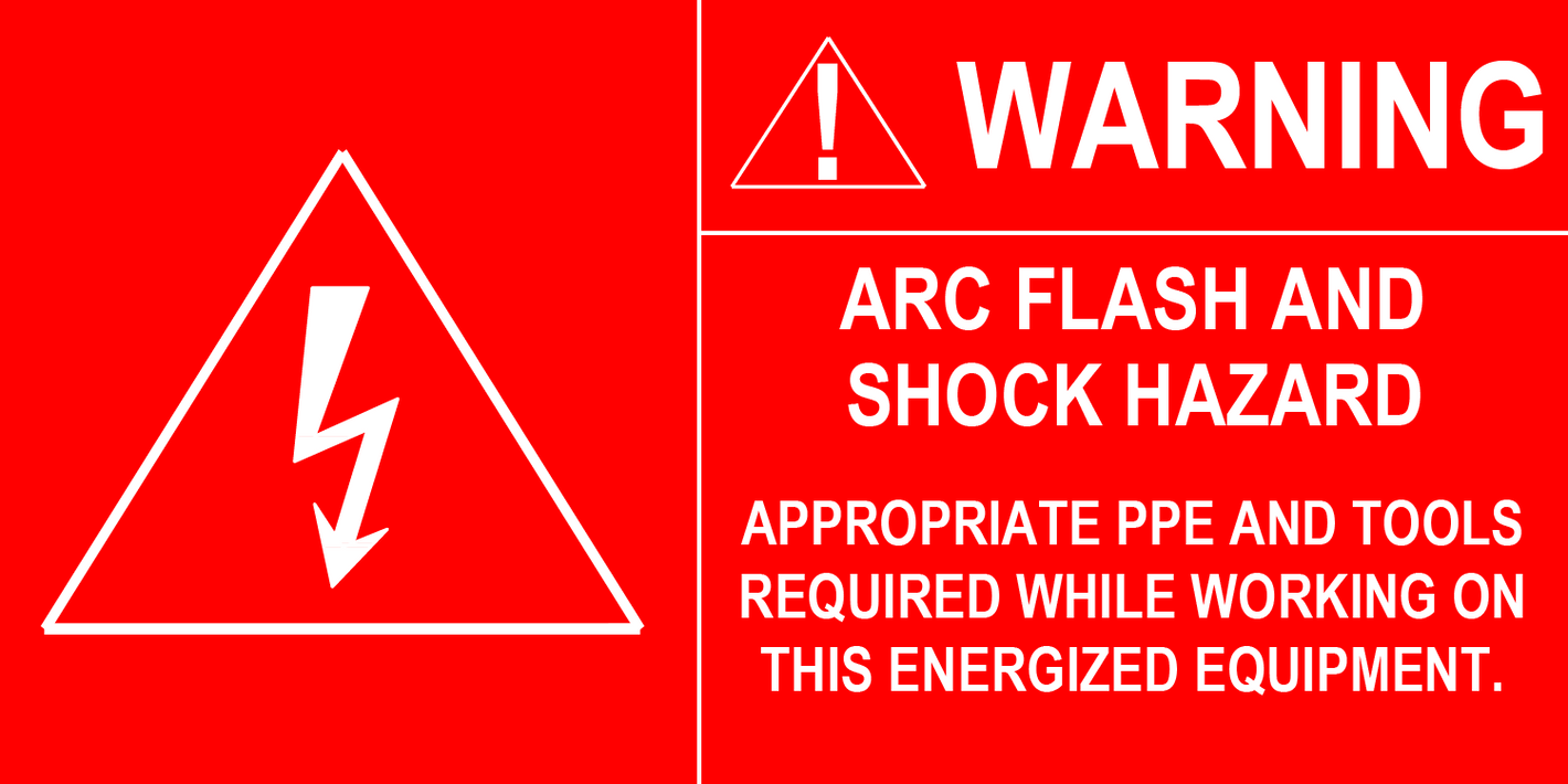 2.5X5 Warning Arc Flash and Shock Hazard PV-489 Plastic