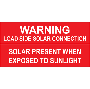 1.5x3 Warning Load Side Solar Connection PV-524 Plastic Solar Labels