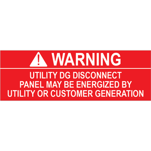 1x3 Warning Utility DG Disconnect PV-525 Plastic Solar Labels