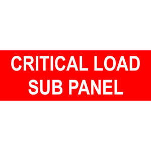 1x3 Critical Load Sub Panel PV-540 Plastic Solar Labels