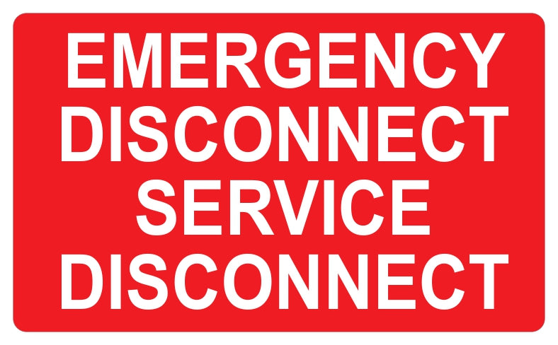 5x3 Emergency Disconnect Service Disconnect, Vinyl Decal,  V-616