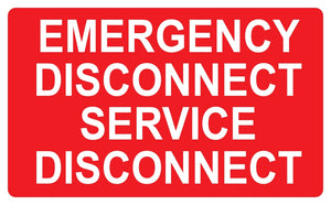 5x3 Emergency Disconnect Service Disconnect, Vinyl Decal,  V-616