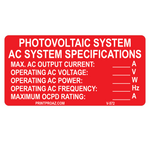 .75x3 Interactive PV System Connected South V-573 Decal Solar Labels