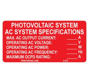 .75x3 Interactive PV System Connected South V-573 Decal Solar Labels