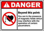 Danger magnetic field pacemaker interference warning