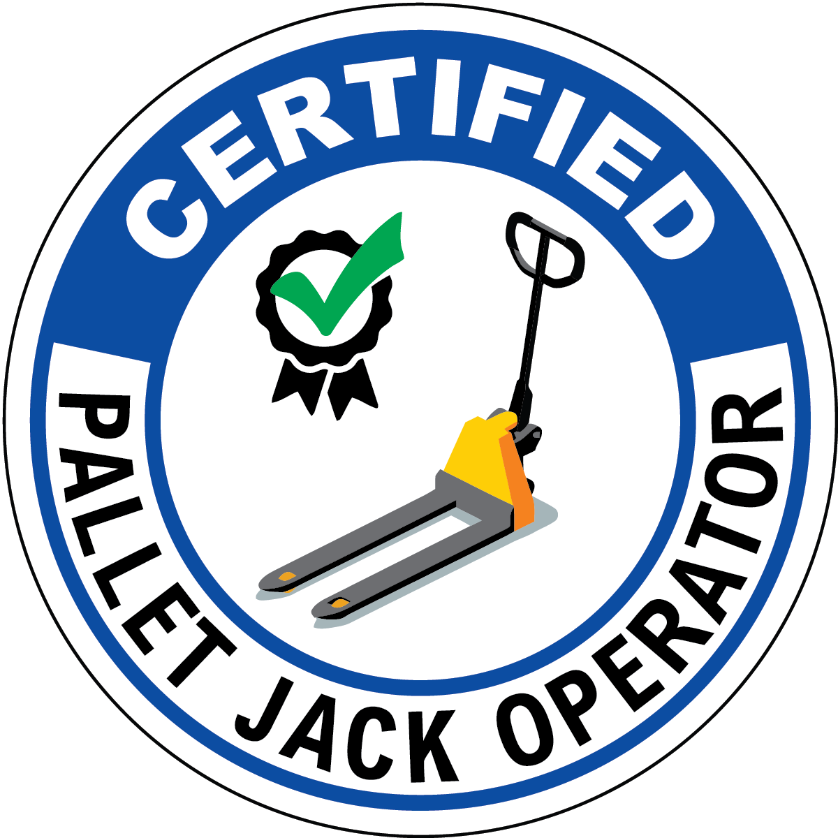 Certified pallet jack operator vinyl hard hat safety sticker