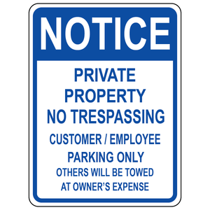 Private property parking only tow away notice sign