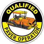 Qualified paver operator vinyl hard hat safety sticker