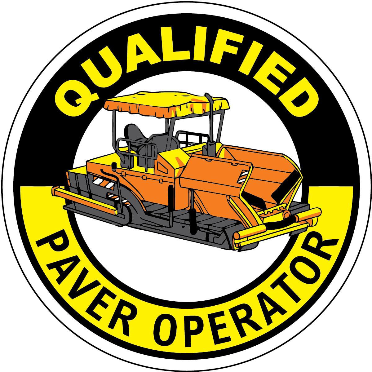 Qualified paver operator vinyl hard hat safety sticker