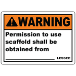 Permission to use scaffold safety sign with authorization requirement