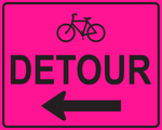 Bike detour left arrow MUTCD M4-9c OSHA sign for bicycle lane closure safety