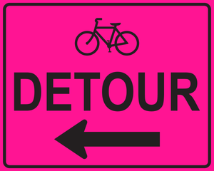 Bike detour left arrow MUTCD M4-9c OSHA sign for bicycle lane closure safety