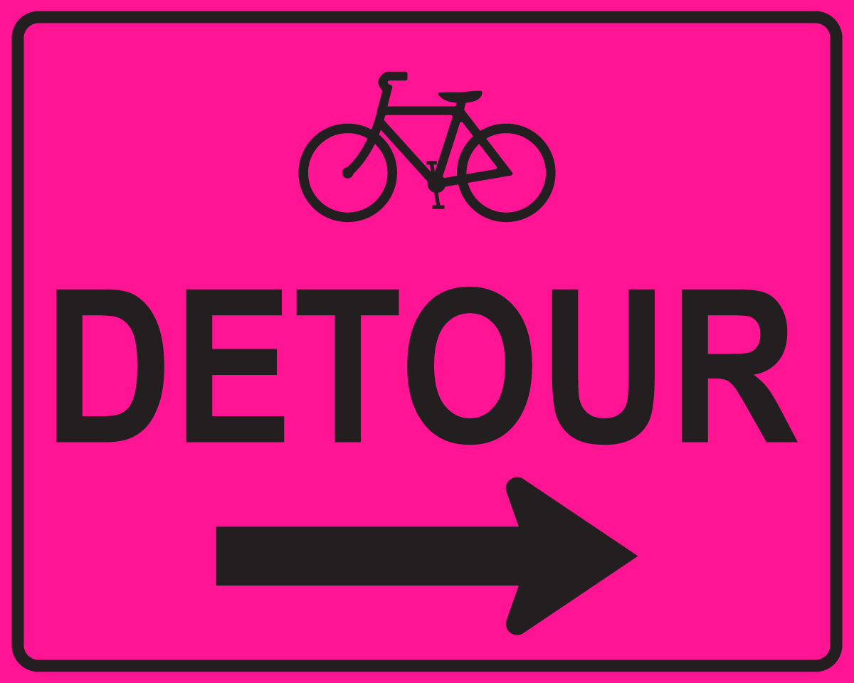 Bike detour right arrow MUTCD M4-9c OSHA sign for bicycle lane closure safety