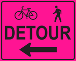 Bike pedestrian detour left arrow MUTCD M4-9a OSHA sign for shared path closure safety