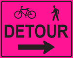 Bike pedestrian detour right arrow MUTCD M4-9a OSHA sign for shared path closure safety