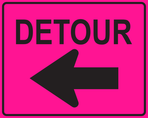 Detour left arrow MUTCD M4-9 OSHA traffic control sign for roadwork safety