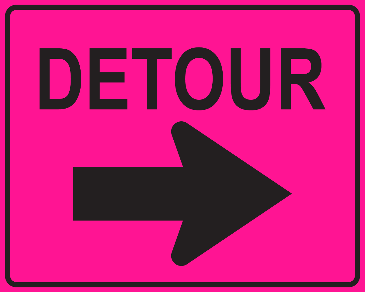 Detour right arrow MUTCD M4-9 OSHA traffic control sign for roadwork safety