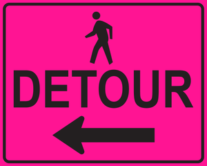 Pedestrian detour left arrow MUTCD M4-9b OSHA sign for sidewalk closure safety