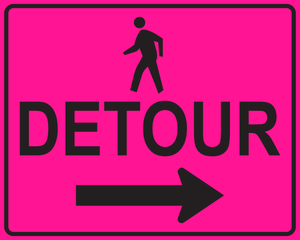 Pedestrian detour right arrow MUTCD M4-9b OSHA sign for sidewalk closure safety