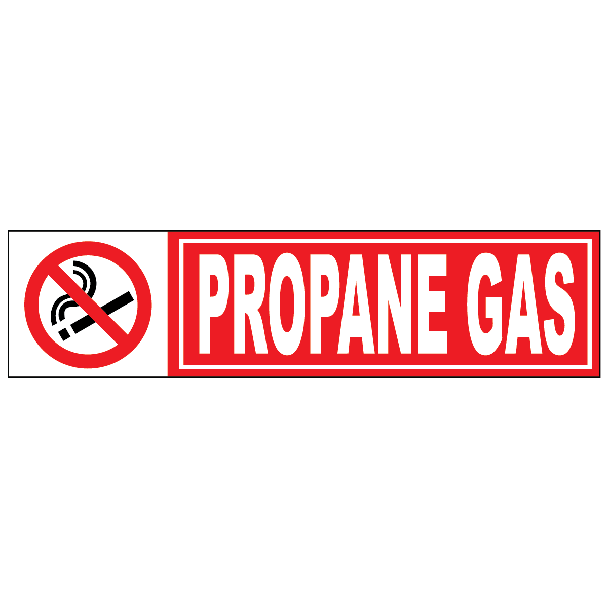 Propane gas vinyl label with no smoking symbol for flammable gas safety compliance