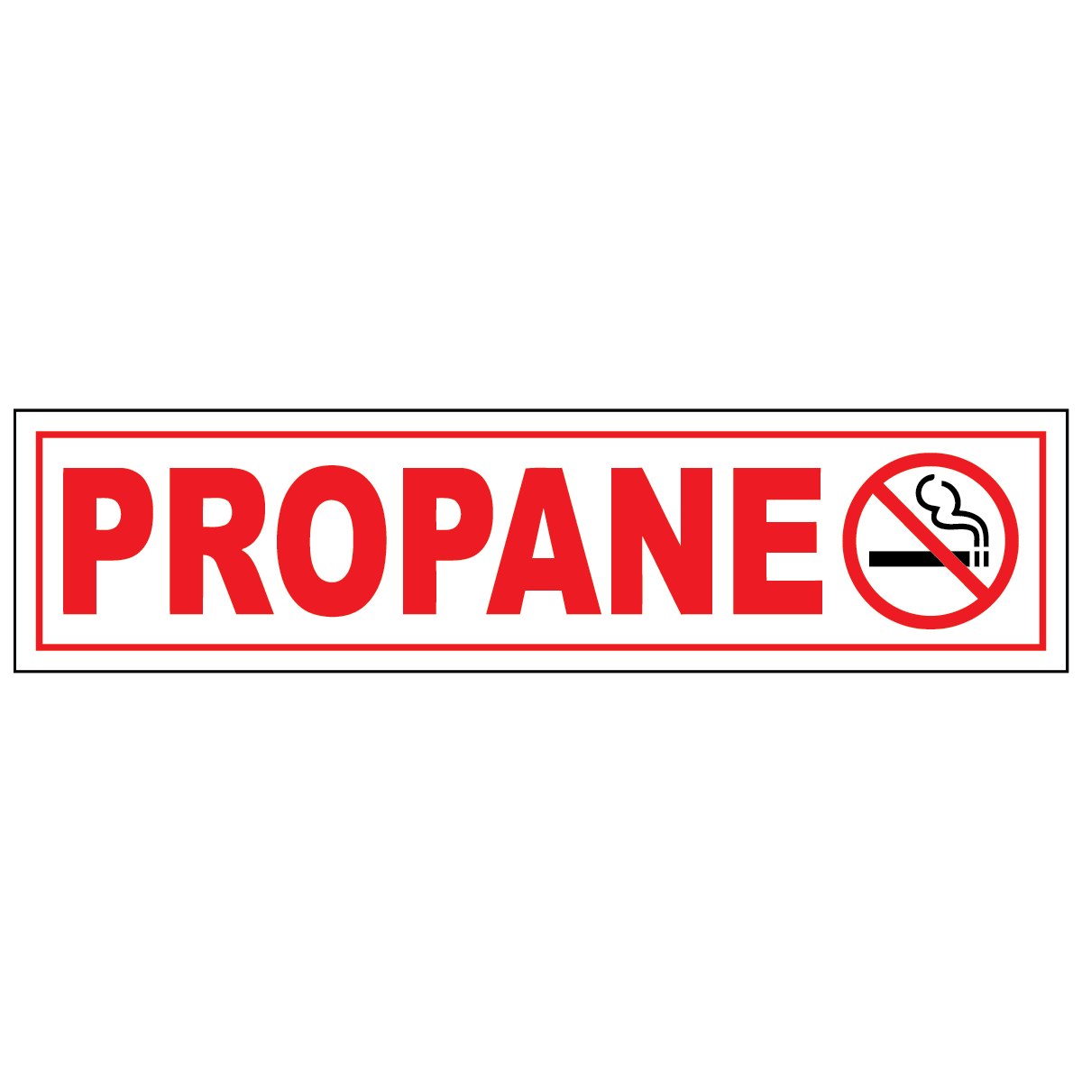 Propane vinyl label with international no smoking symbol for flammable gas safety