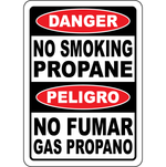 Danger no smoking propane bilingual safety sign