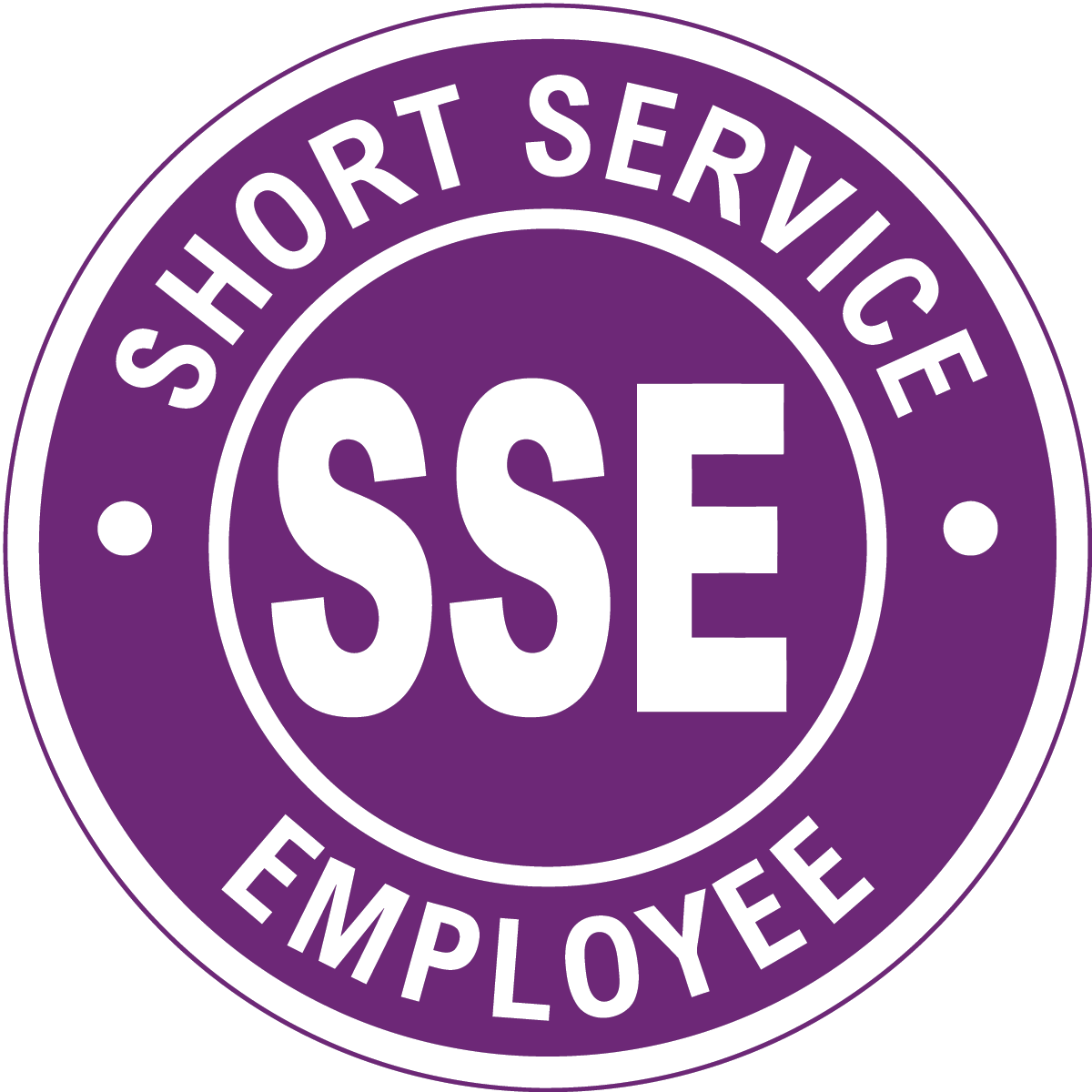 Short service employee vinyl hard hat safety sticker