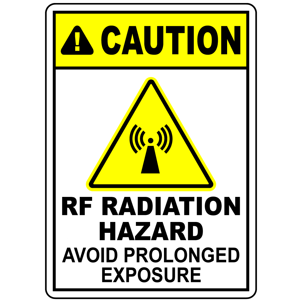 Caution RF radiation avoid prolonged exposure sign