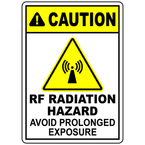 Caution RF radiation avoid prolonged exposure sign